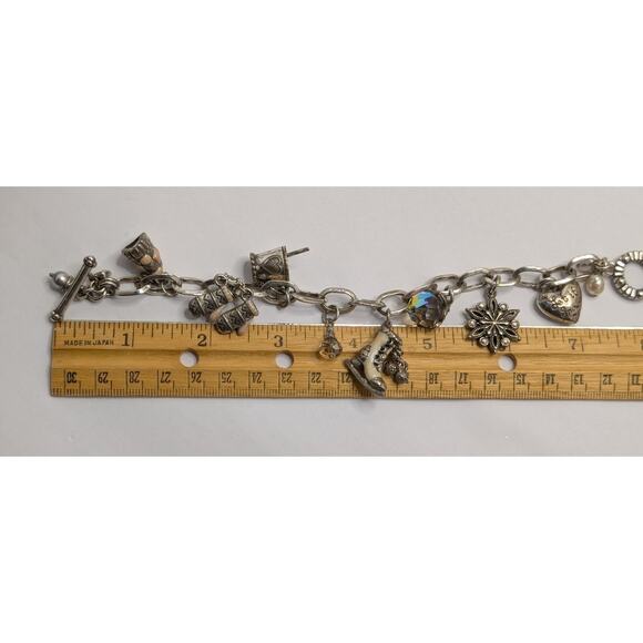 Brighton Charm Bracelet Jewelry Set 9 Charms Silver Tone Winter Theme - Picture 4 of 5